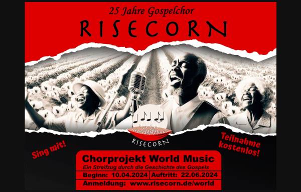 Vorschau von www.risecorn.de, Gospelchor Risecorn