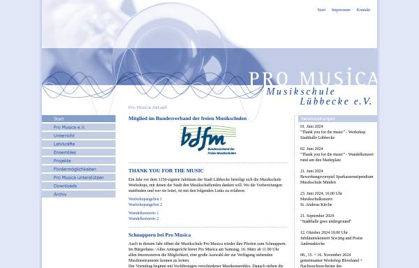Vorschau von www.pro-musica-lk.de, Pro Musica - Musikschule Lübbecke e.V.