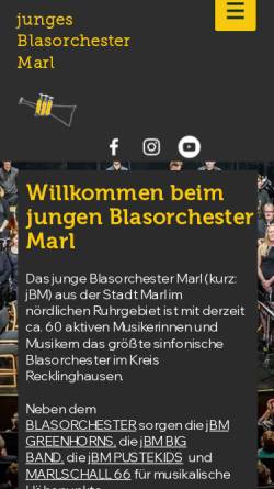 Vorschau der mobilen Webseite www.j-b-m.de, Junges Blasorchester Marl e.V.
