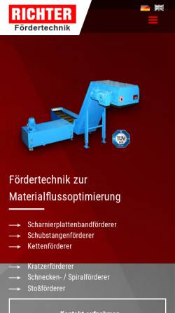 Vorschau der mobilen Webseite www.richter-foerderer.de, Richter Fördertechnik + Metallbau GmbH