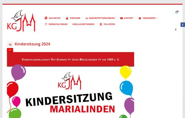 Vorschau von www.kgjm.de, KG Rot-Schwarz-Jecke Märjelingener e.V. von 1989, Marialinden