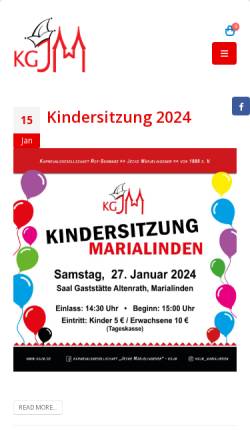 Vorschau der mobilen Webseite www.kgjm.de, KG Rot-Schwarz-Jecke Märjelingener e.V. von 1989, Marialinden