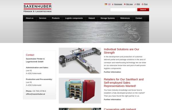 Vorschau von www.saxenhuber.at, Saxenhuber Förder & Lagertechnik KEG