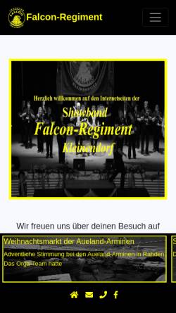 Vorschau der mobilen Webseite www.falcon-regiment.de, Showband Falcon Regiment Kleinendorf