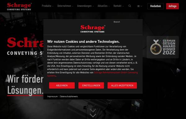 Vorschau von www.schrage.de, Schrage Rohrkettensystem GmbH Conveying Systems