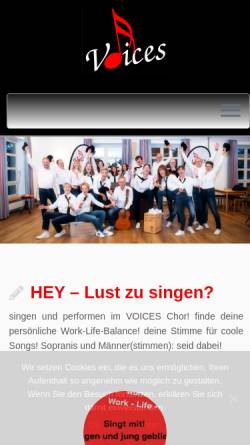 Vorschau der mobilen Webseite www.voices-rheine.de, Voices - Pop-Chor aus Rheine