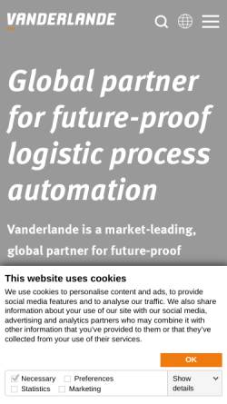 Vorschau der mobilen Webseite www.vanderlande.com, Vanderlande Industries B.V.