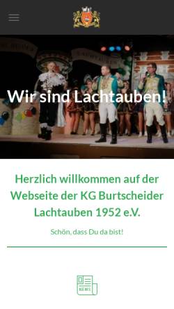 Vorschau der mobilen Webseite www.lachtauben.de, KG Burtscheider Lachtauben gegr. 1952