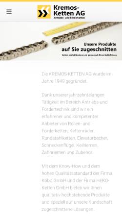 Vorschau der mobilen Webseite www.kremos-ketten.ch, Kremos-Ketten AG
