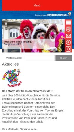 Vorschau der mobilen Webseite www.festausschuss.de, Festausschuss Bonner Karneval e.V.