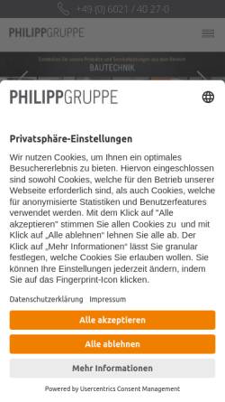 Vorschau der mobilen Webseite www.philipp-gruppe.de, Philipp GmbH
