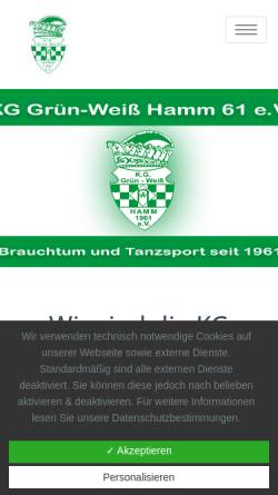 Vorschau der mobilen Webseite www.k-g-gruen-weiss-hamm.de, KG Grün-Weiß Hamm 61 e.V.