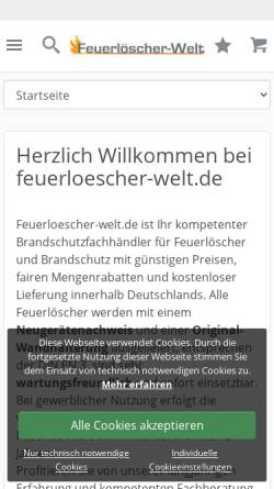 Vorschau der mobilen Webseite www.feuerloescher-welt.de, Fire Protection Service, Inh. Christian Feldhoff