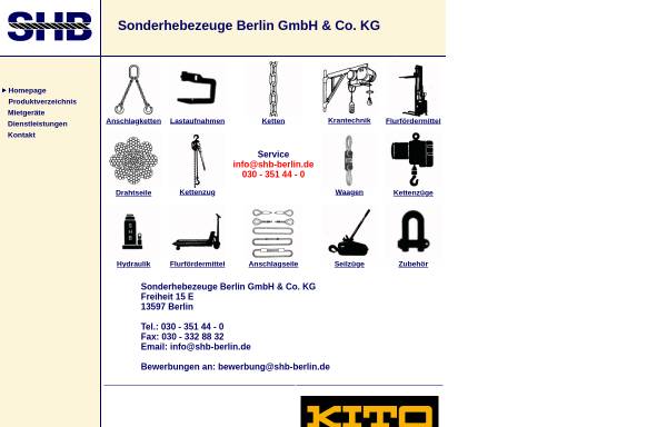 Vorschau von www.shb-berlin.de, SHB Seil- und Hebetechnik Berlin GmbH