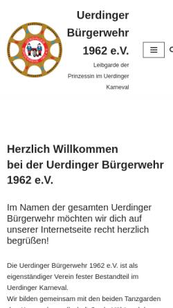 Vorschau der mobilen Webseite www.uerdinger-buergerwehr.de, Uerdinger Bürgerwehr 1962 e.V.