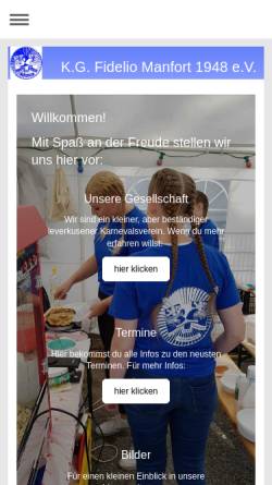 Vorschau der mobilen Webseite www.fidelio-manfort.de, Karnevalsgesellschaft Fidelio Manfort 1948 e.V.