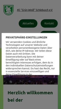 Vorschau der mobilen Webseite www.gruen-weiss-schlebusch.de, Karnevalsgesellschaft „Grün-Weiß“ Schlebusch e.V.