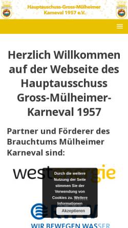 Vorschau der mobilen Webseite www.muelheimer-karneval.de, Hauptausschuss Gross-Mülheimer-Karneval 1957 e. V.