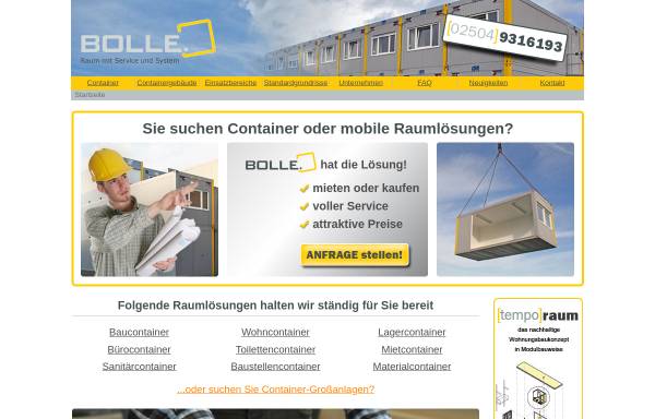 Vorschau von www.bolle-mobile-raumsysteme.de, Bolle Mobile Raumsysteme GmbH
