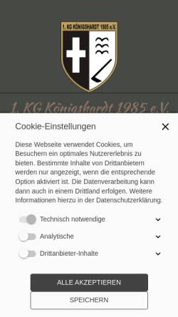 Vorschau der mobilen Webseite www.1kgk.de, 1. Karnevalsgesellschaft Königshardt 1985 e. V.