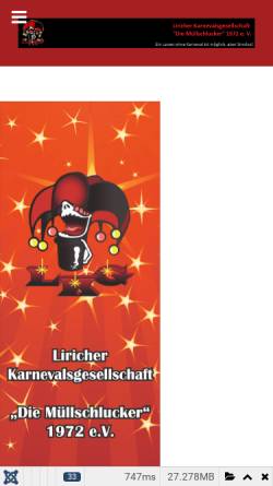 Vorschau der mobilen Webseite www.lkg-diemuellschlucker.de, Liricher Karnevalsgesellschaft 