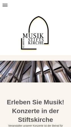 Vorschau der mobilen Webseite www.musikstiftskirche.de, Beirat für Musik in der Stiftskirche