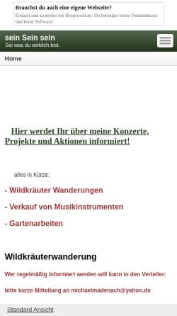 Vorschau der mobilen Webseite seinseinsein.beepworld.de, Madenach, Michael Altenkessel