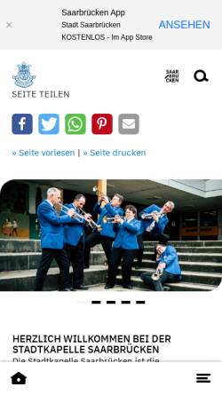 Vorschau der mobilen Webseite www.stadtkapelle-saarbruecken.de, Stadtkapelle