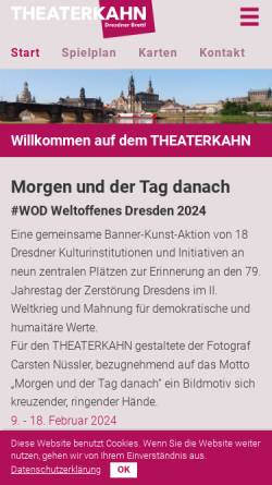 Vorschau der mobilen Webseite www.theaterkahn-dresden.de, Theaterkahn