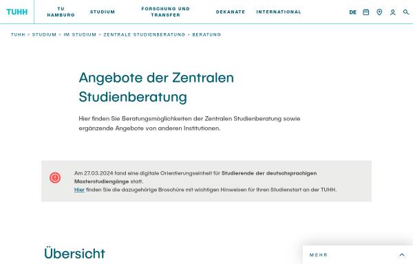 Vorschau von www.tuhh.de, Allgemeine Studienberatung an der TUHH