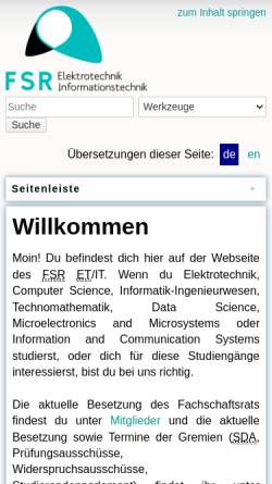 Vorschau der mobilen Webseite www.fsr-etit.de, Fachschaftsrat ET/IT