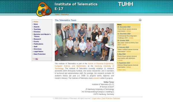 Vorschau von www.ti5.tu-harburg.de, TUHH - Arbeitsbereich Technische Informatik 5 - Telematik