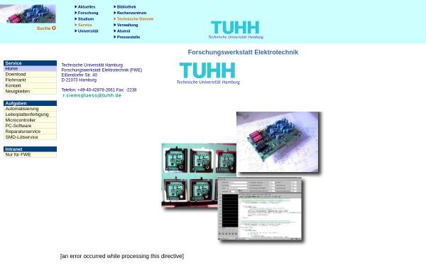Vorschau von www.tu-harburg.de, TUHH - Forschungswerkstatt Elektrotechnik (W3)