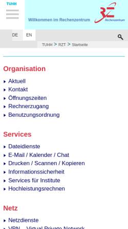 Vorschau der mobilen Webseite www.tuhh.de, TUHH - Rechenzentrum