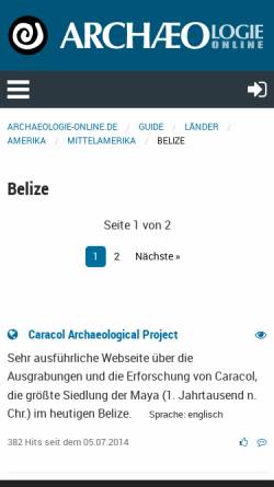 Vorschau der mobilen Webseite www.archaeologie-online.de, Archäologie in Belize