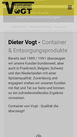 Vorschau der mobilen Webseite www.container-vogt.de, Vogt Container und Entsorgungsprodukte, Inh. Dieter Vogt