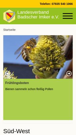 Vorschau der mobilen Webseite badische-imker.de, Landesverband Badischer Imker e.V.