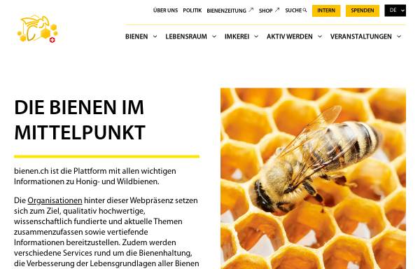 Vorschau von www.bienen.ch, Verein deutschschweizerischer und rätoromanischer Bienenfreunde