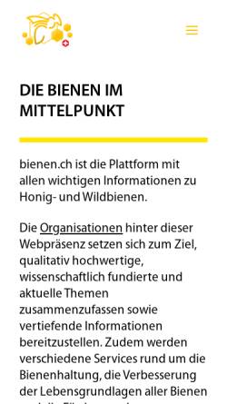 Vorschau der mobilen Webseite www.bienen.ch, Verein deutschschweizerischer und rätoromanischer Bienenfreunde