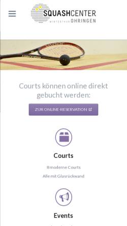Vorschau der mobilen Webseite www.squashcenterohringen.ch, SCO Squash Center Ohringen bei Winterthur