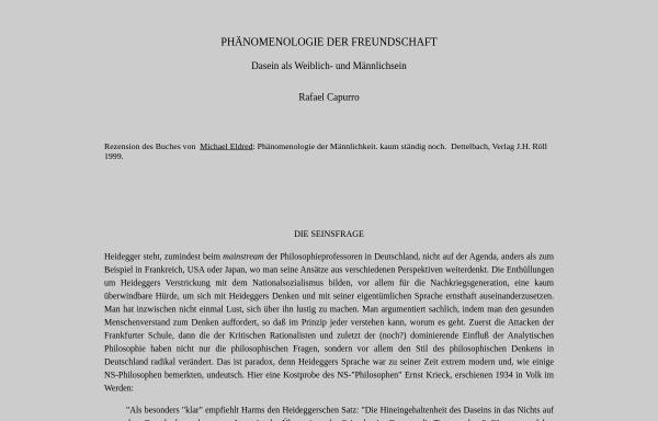 Vorschau von www.capurro.de, Phänomenologie der Freundschaft
