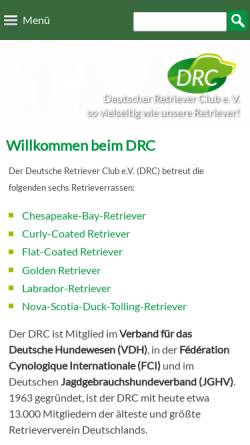 Vorschau der mobilen Webseite drc.de, Deutscher Retriever Club e. V.