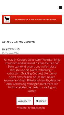 Vorschau der mobilen Webseite www.cockerclub-deutschland.de, Cocker Club Deutschland e.V.