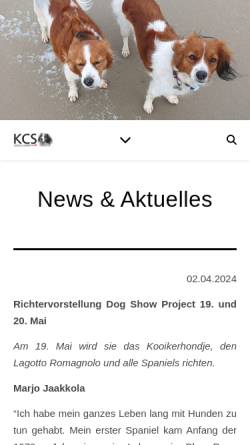Vorschau der mobilen Webseite www.kooikerhondjeclub.ch, Kooikerhondje Club Schweiz