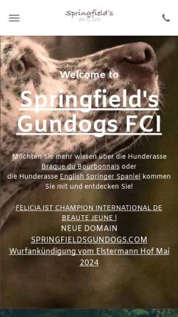 Vorschau der mobilen Webseite www.springer-spaniel.de, Springfields