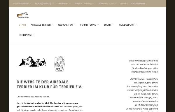 Vorschau von www.airedale-kft.de, Airedale- Freunde und Züchter im Klub für Terrier e.V.