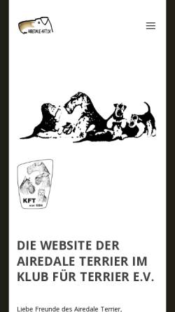 Vorschau der mobilen Webseite www.airedale-kft.de, Airedale- Freunde und Züchter im Klub für Terrier e.V.