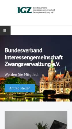 Vorschau der mobilen Webseite www.igzwangsverwaltung.de, Interessengemeinschaft Zwangsverwaltung e. V.