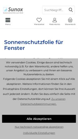 Vorschau der mobilen Webseite www.sonnenschutzfolien-shop.de, Meiboom & Syrzisko GbR