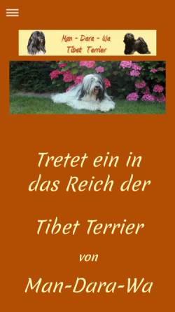 Vorschau der mobilen Webseite www.tibet-terrier-von-man-dara-wa.de, Man Dara Wa